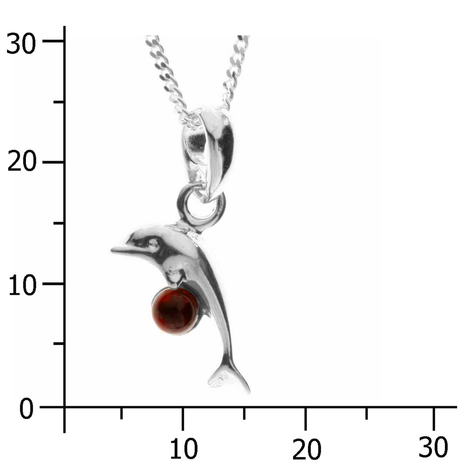 098-200140-A142k Kette mit Anhänger Silber 925/000, Delfin, Bernstein, -Länge wählbar-