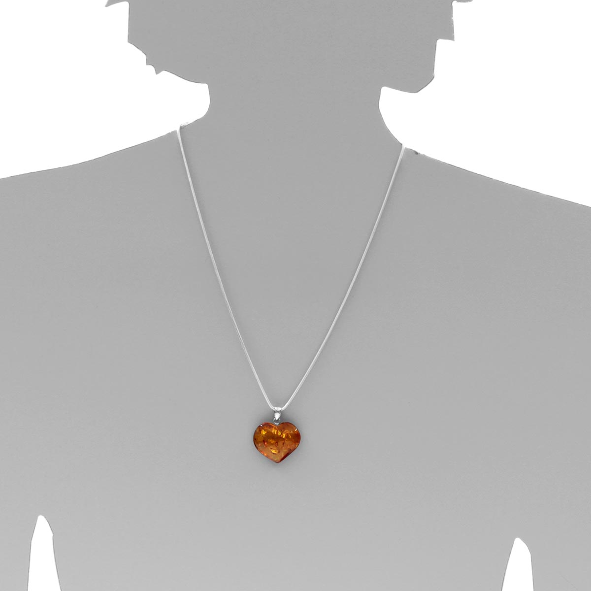 BER-40HERZ-0250s Bernsteinanhänger Herz, Silber 925/000