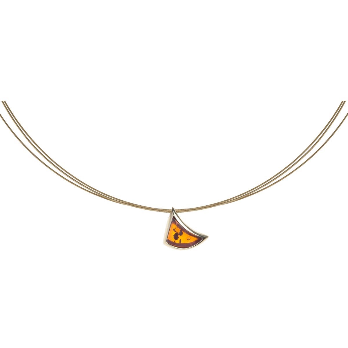 Nyloncollier mit Anhänger, Gold 333/000, 42 oder 45 cm, Bernstein