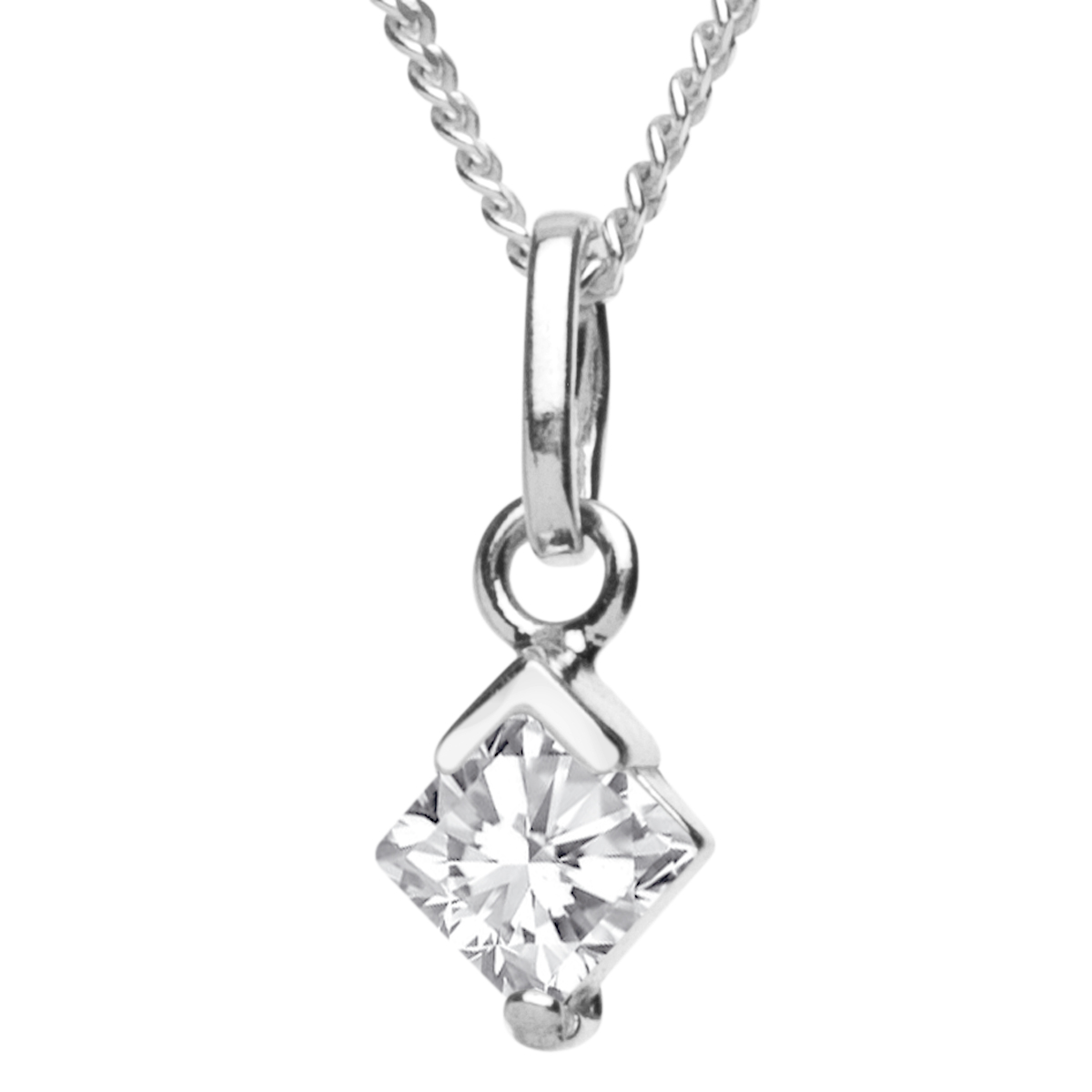043-201704-A142 Kette mit Anhänger Silber 925/000, Zirkonia, weiß, 42 cm