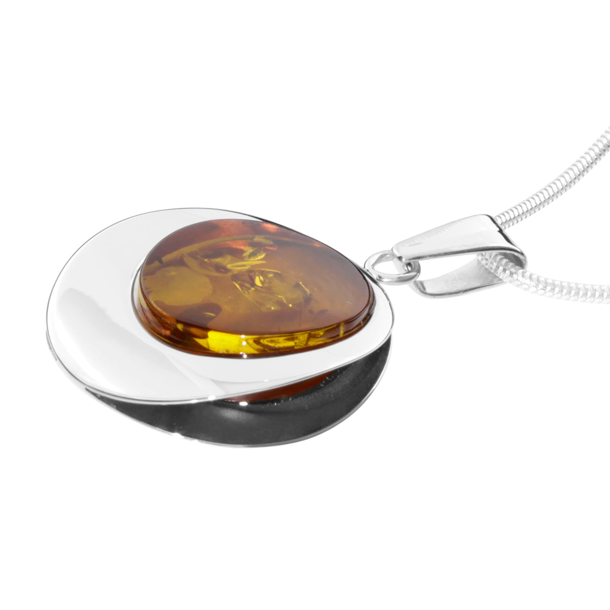 Kette mit Anhänger Silber 925/000, 45 cm, Bernstein