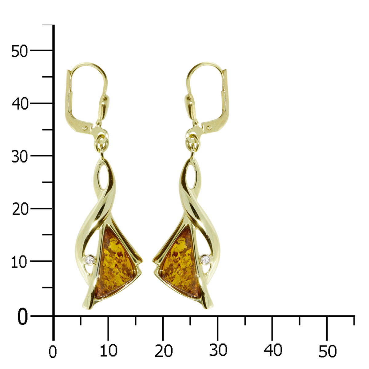 001-163063-0001k Ohrhänger Gold 333/000, Bernstein/ Zirkonia
