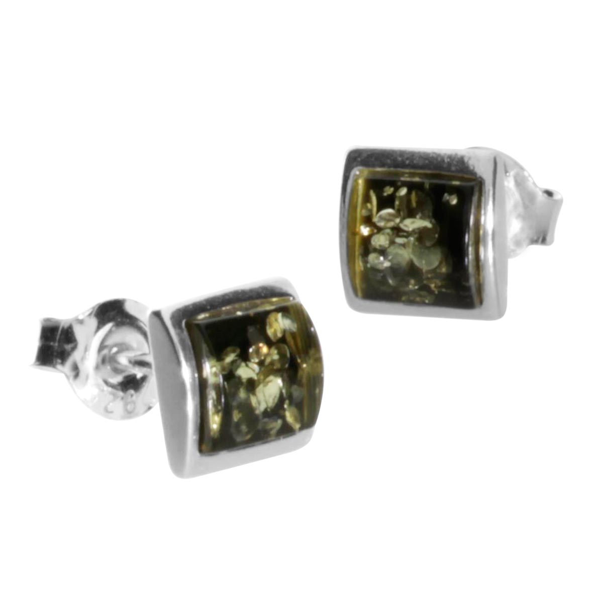 089-260100-214059329f9581e42 Ohrstecker 4x4 gefasst, Silber 925/000, Bernstein