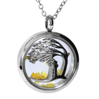 Kette mit Anhänger (23 mm), Edelstahl, Windflüchter, 41 - 46 cm verstellbar, Bernstein Kette mit Anhänger (23 mm), Edelstahl, Windflüchter, 41 - 46 cm verstellbar, Bernstein