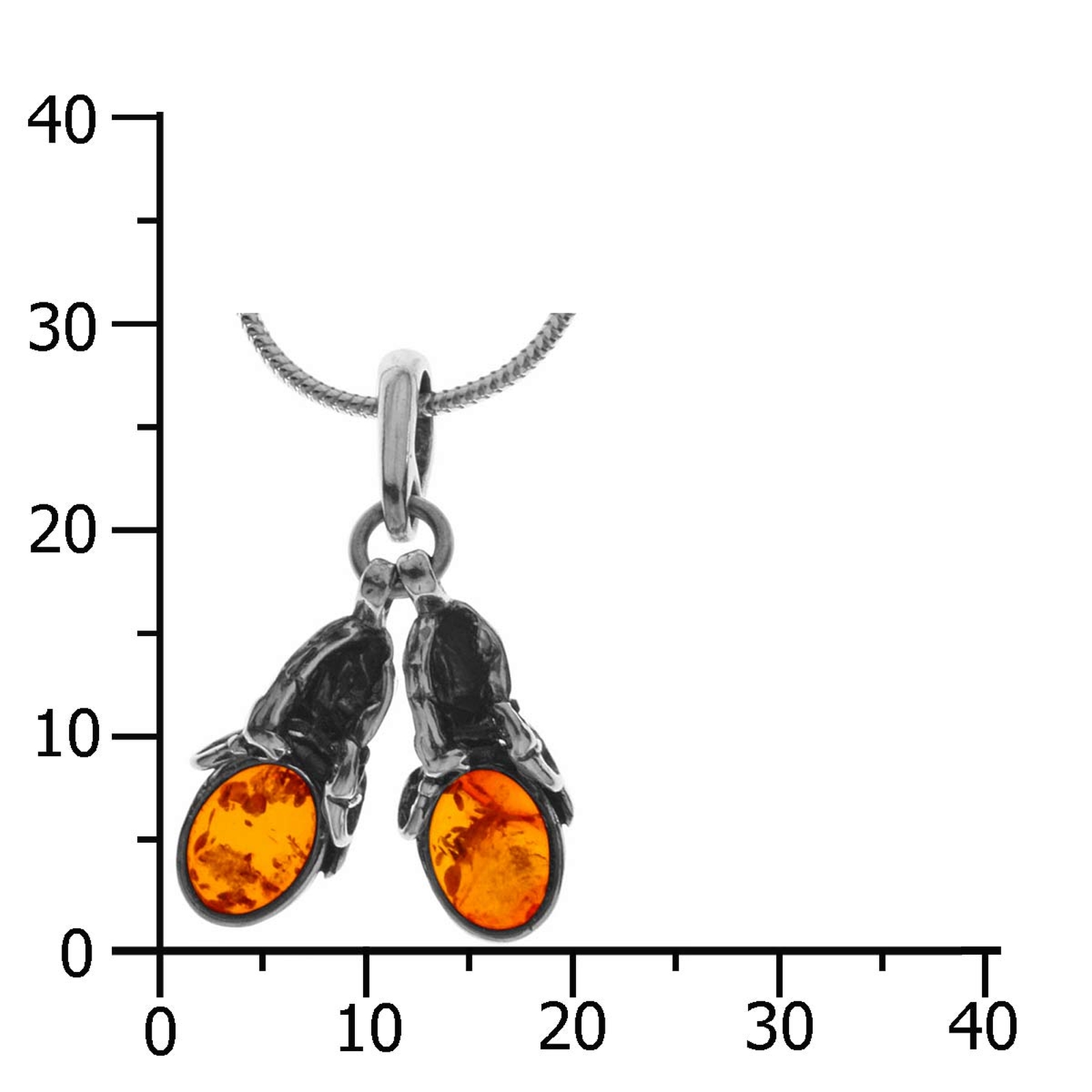 098-200280-A142k Kette mit Anhänger Schuhe, Silber 925/000, Bernstein, -Länge wählbar-
