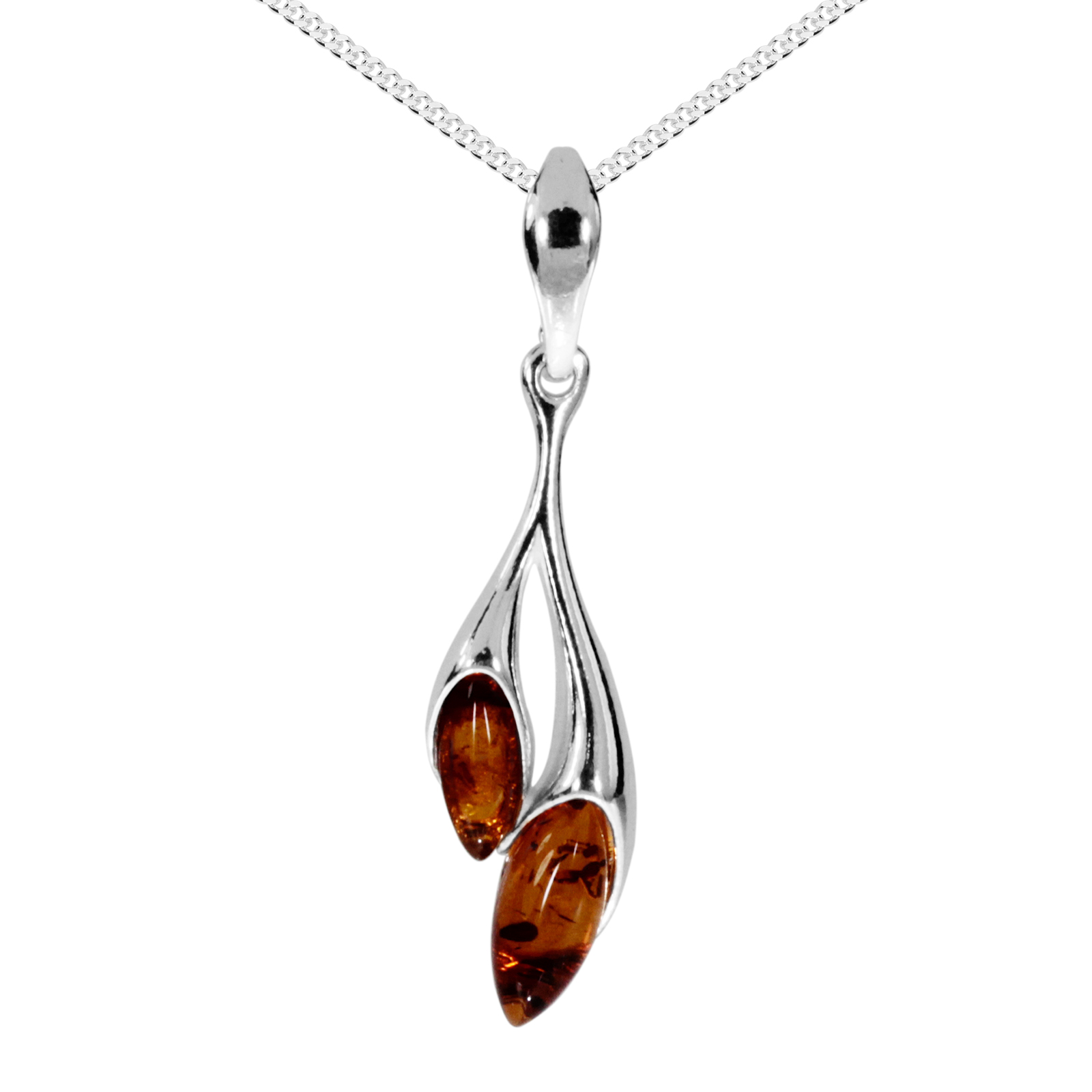 Kette mit Anhänger Silber 925/000, Bernstein -Länge wählbar-