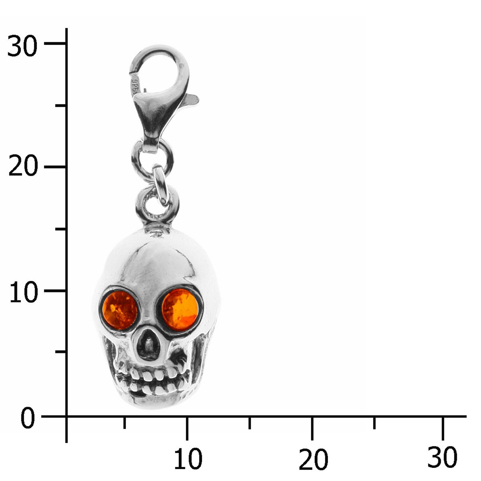 098-200490-0200k Charm Silber 925/000, Totenkopfmaske, Bernstein