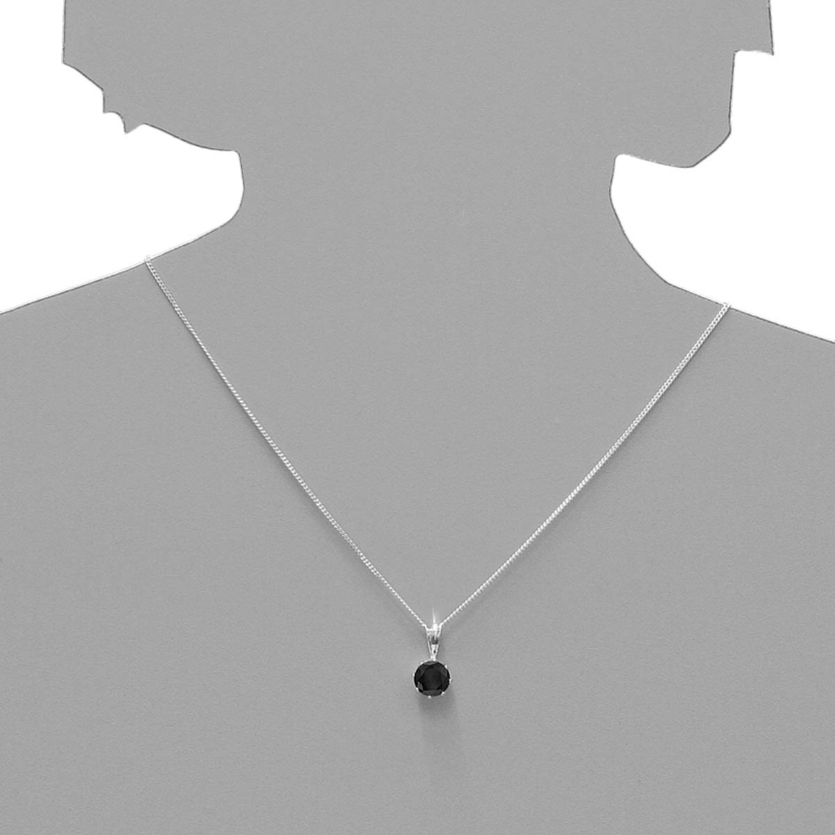 Kette mit Anhänger Silber 925/000, Zirkonia, schwarz, 42 cm