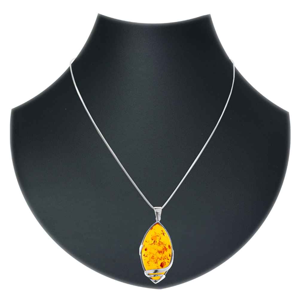 4250054203049-PT02 Kette mit Anhänger Silber 925/000, 50 cm, Bernstein