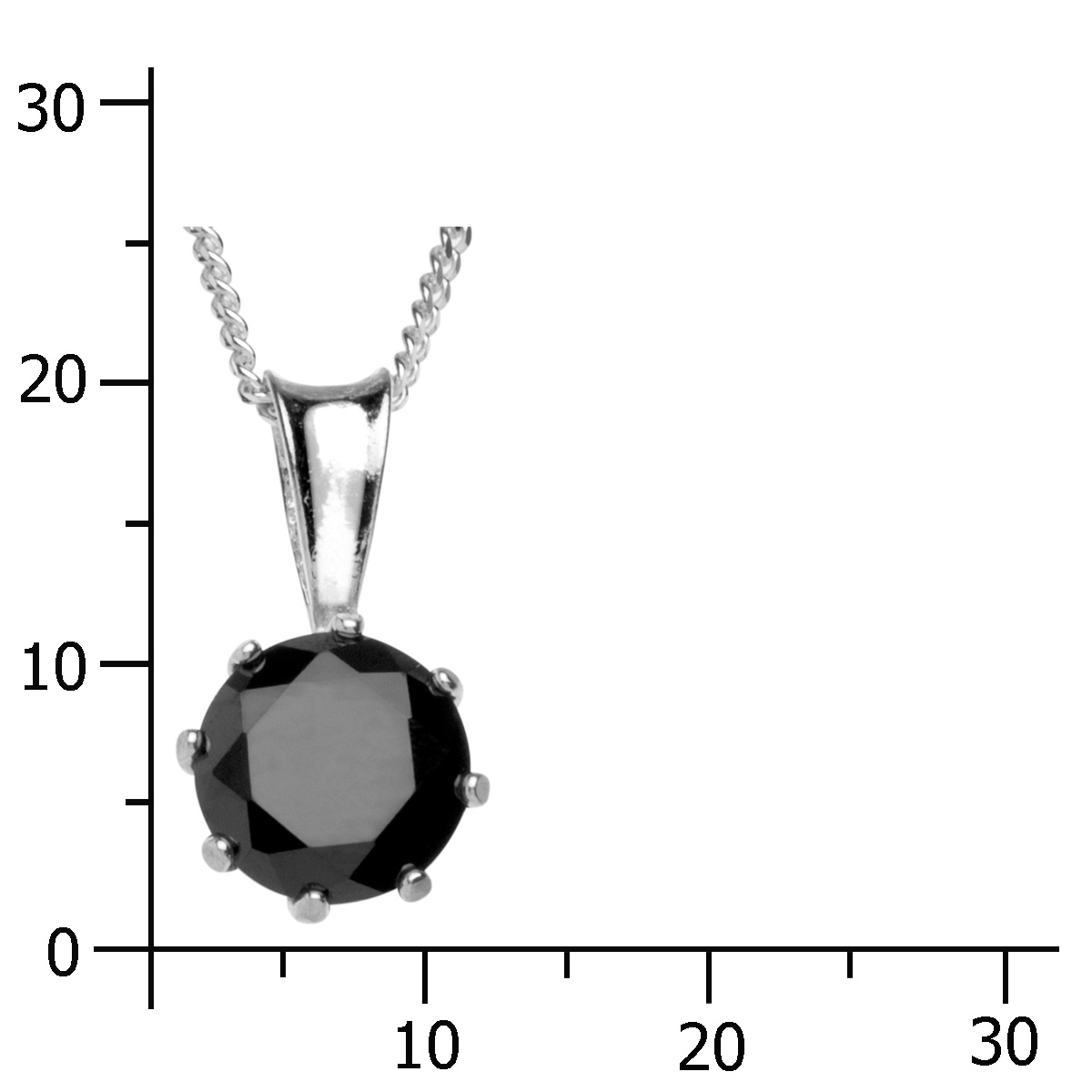 Kette mit Anhänger Silber 925/000, Zirkonia, schwarz, 42 cm