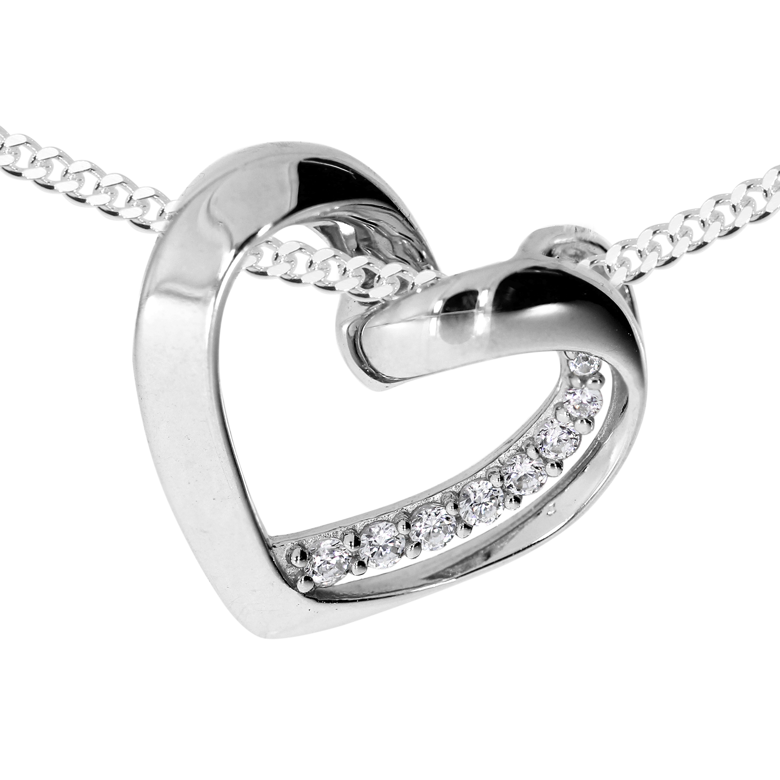 Kette mit Anhänger "Herz" Silber 925/000,  Zirkonia -Länge wählbar-    Kette mit Anhänger "Herz" Silber 925/000,  Zirkonia -Länge wählbar-