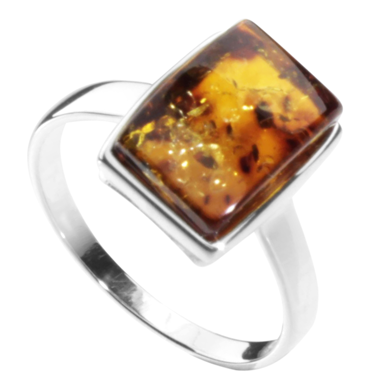 Ring Silber 925/000, Bernstein -Größe wählbar-