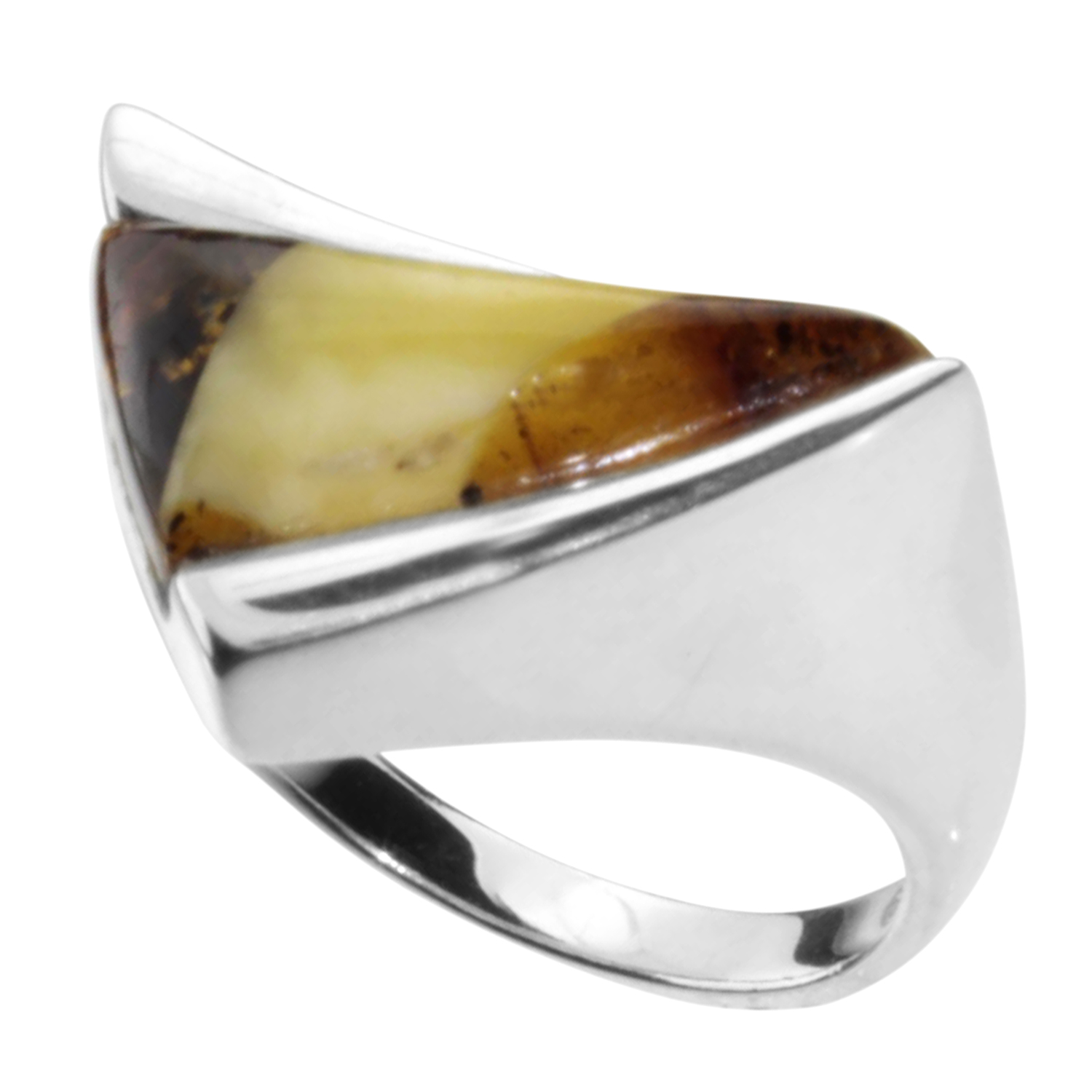001-272141-0005byPKqy6E7BkvX Ring Silber 925/000, Bernstein-Mosaik -Größe wählbar-