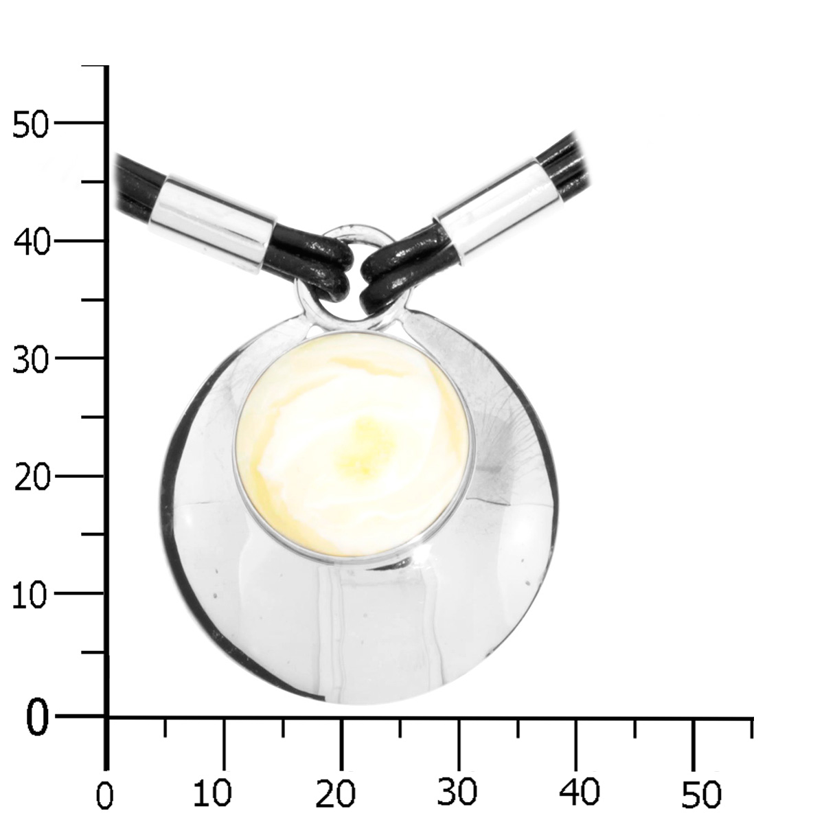 550947050k Ledercollier mit Anhänger Silber 925/000, Bernstein- Unikat