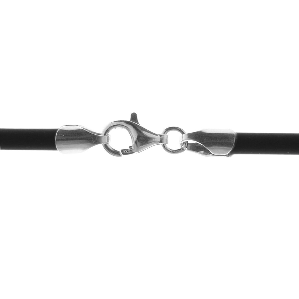 4250054293903-PT01 Kautschukband 3 mm, Karabiner Silber 925/000, - Länge wählbar -