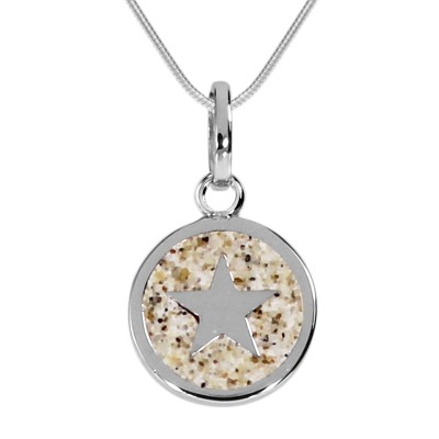 Kette mit Anhänger Silber 925/000, "Traum", Strandsand -Länge wählbar- Kette mit Anhänger Silber 925/000, "Traum", Strandsand -Länge wählbar-