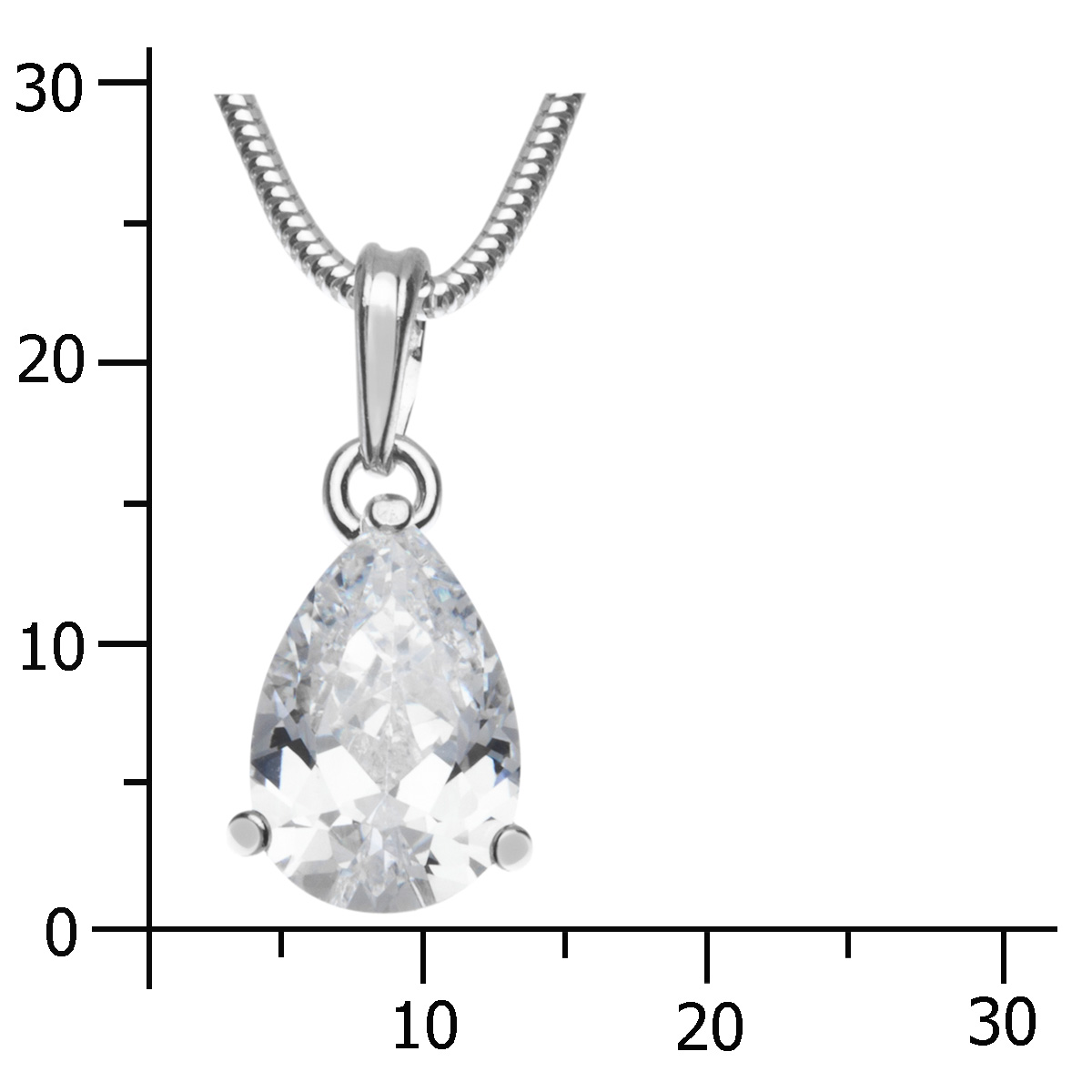 Kette mit Anhänger Silber 925/000, Zirkonia, weiß, 42 cm