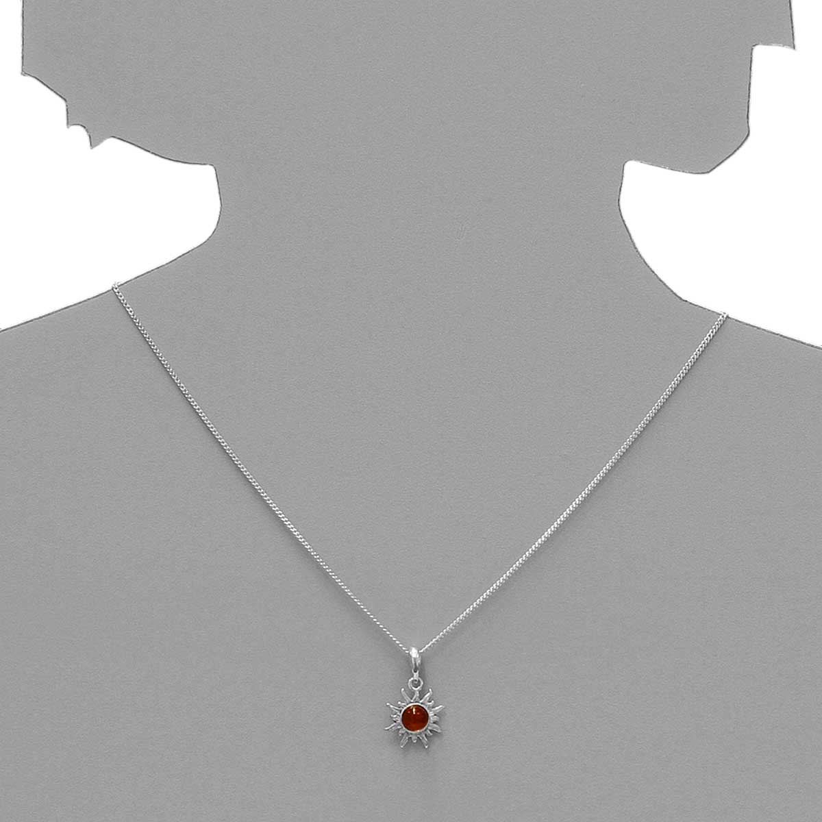 098-200010-A145s Kette mit Anhänger Sonne Silber 925/000, Bernstein, -Länge wählbar-