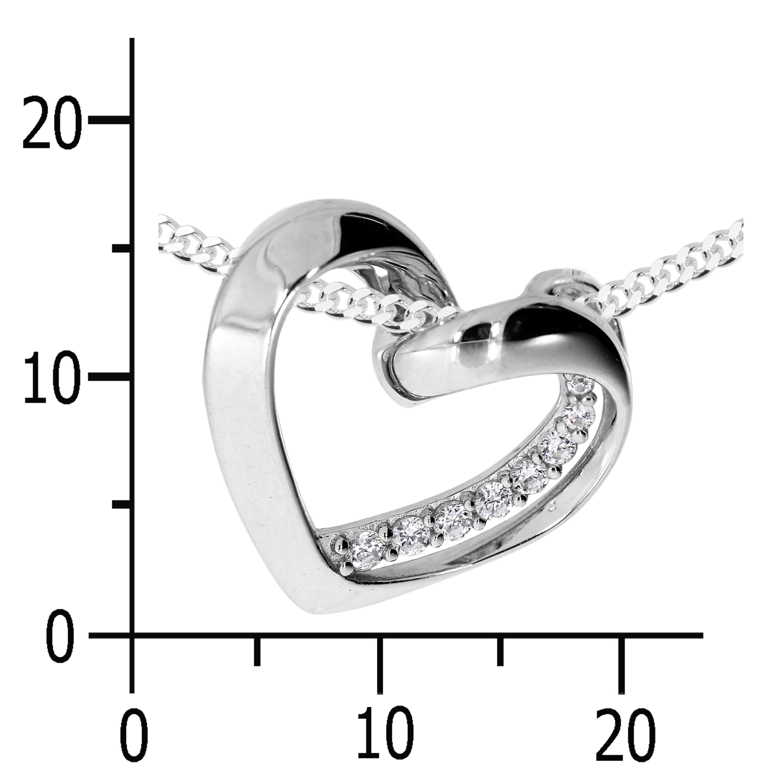 Kette mit Anhänger "Herz" Silber 925/000,  Zirkonia -Länge wählbar-    Kette mit Anhänger "Herz" Silber 925/000,  Zirkonia -Länge wählbar-