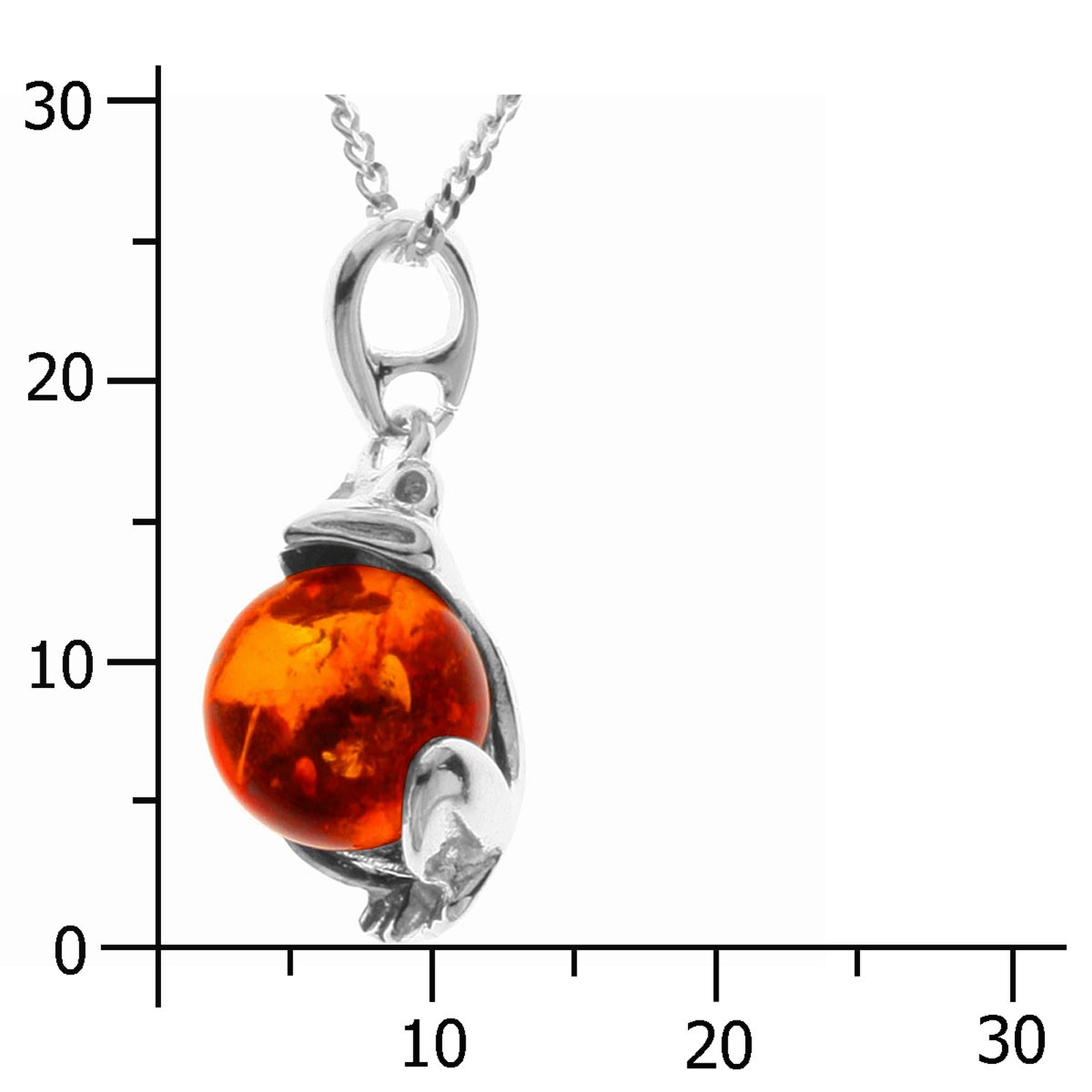 098-200360-A142k Kette mit Anhänger Frosch, Silber 925/000, Bernstein-Länge wählbar-