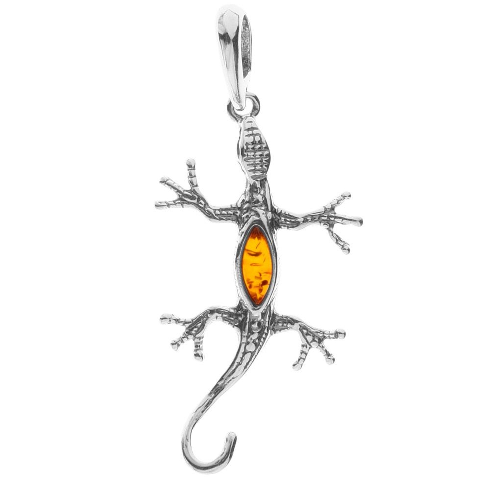 098-200480-0100 Anhänger Silber 925/000, Salamander, Bernstein