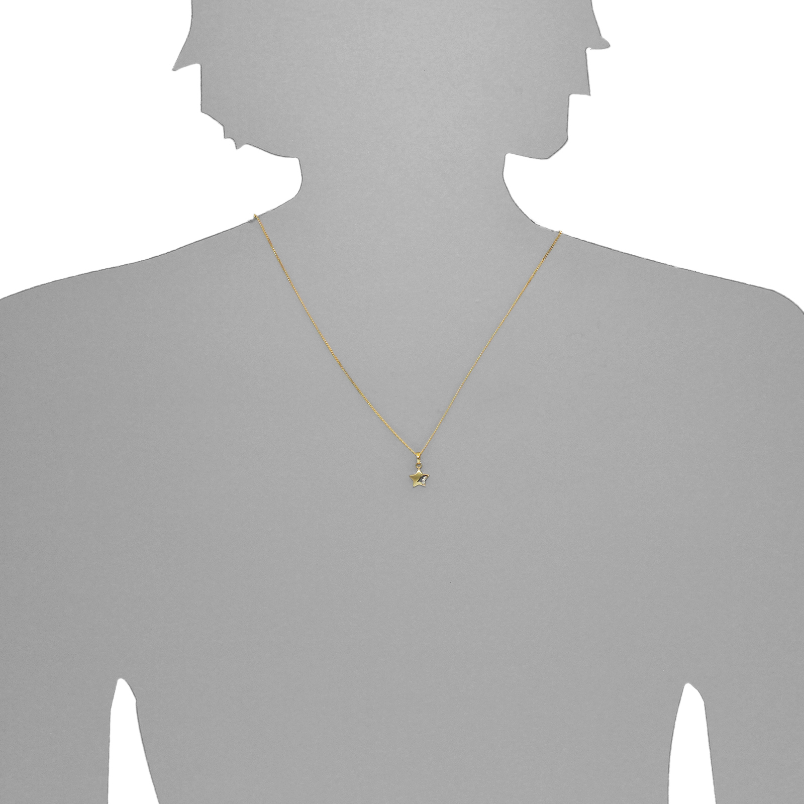 114-100030-A142sI0boisVY7dgC9 Kette mit Anhänger Gold 333/000, Stern, 42 oder 45 cm, Zirkonia