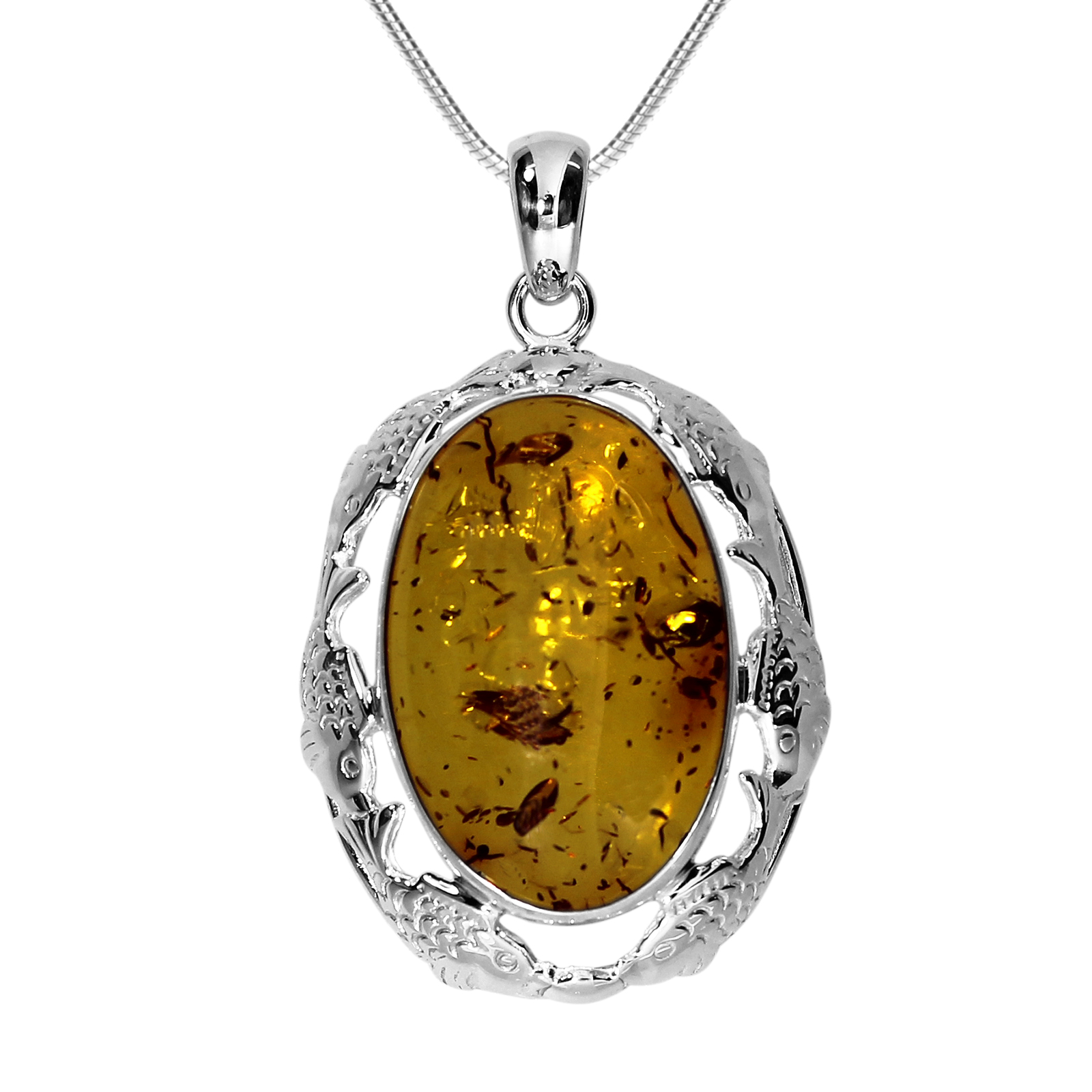 Kette mit Anhänger, Fischland, Silber 925/000, Bernstein -Länge wählbar- Kette mit Anhänger, Fischland, Silber 925/000, Bernstein -Länge wählbar-