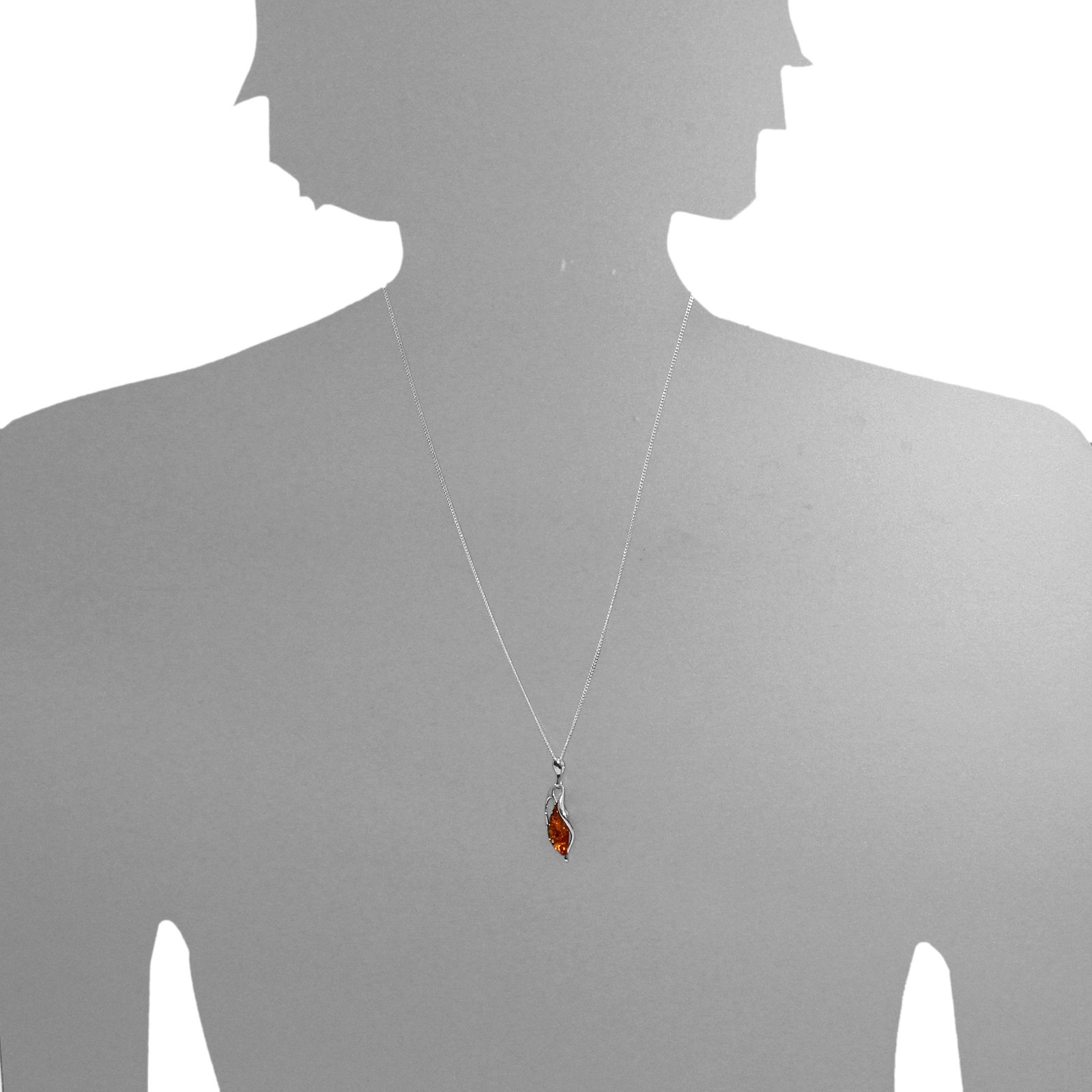 Kette mit Anhänger Silber 925/000, Bernstein -Länge wählbar- Kette mit Anhänger Silber 925/000, Bernstein -Länge wählbar-