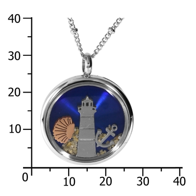 Kette mit Anhänger (23 mm), Leuchtturm, Edelstahl, 41 - 46 cm verstellbar Kette mit Anhänger (23 mm), Leuchtturm, Edelstahl, 41 - 46 cm verstellbar