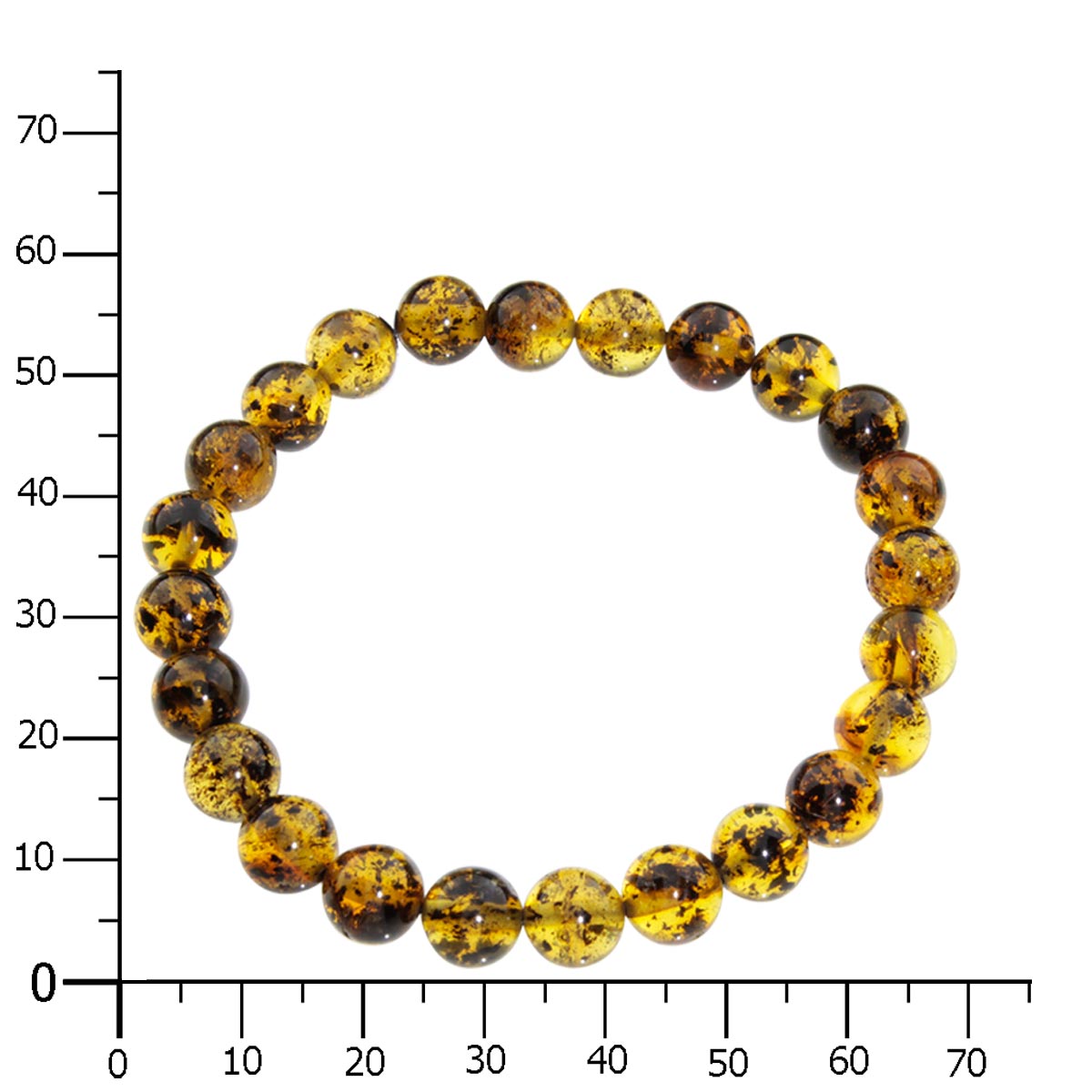 058-410010-0819k Bernsteinarmband, Kugel 8 mm, 19 cm, Gummizug