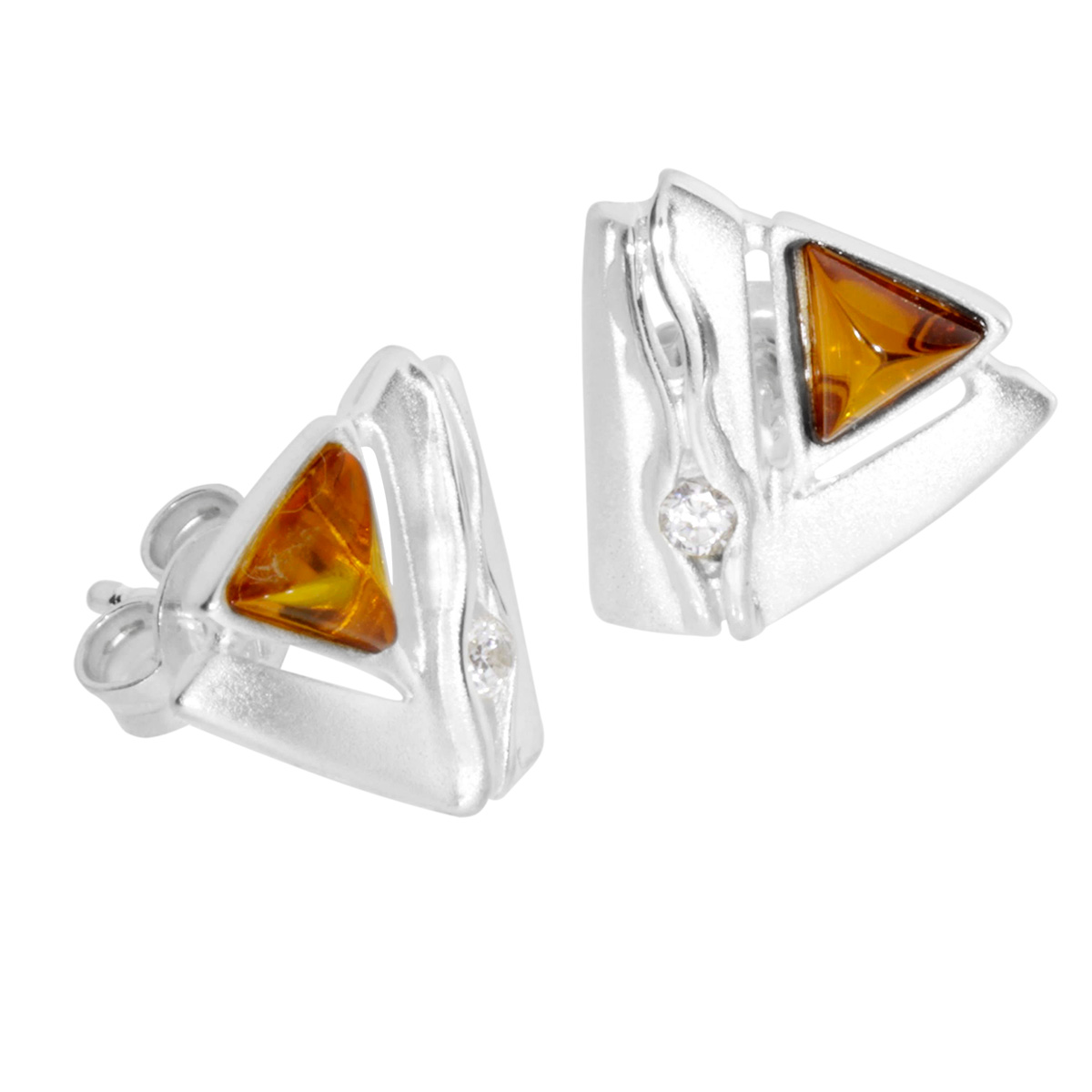 4250054224099 Ohrstecker Silber 925/000, Bernstein/Zirkonia