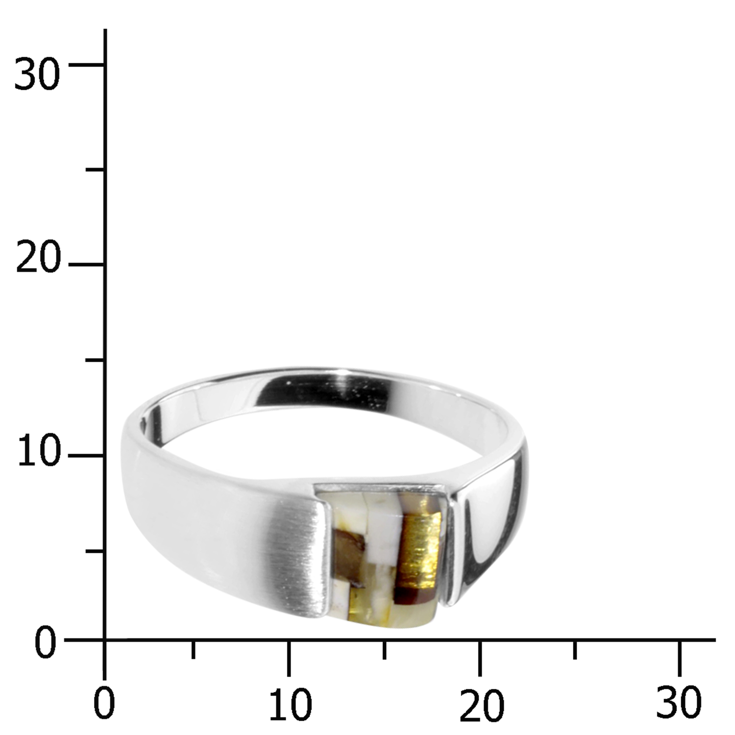 Ring Silber 925/000, Bernstein-Mosaik -Größe wählbar-