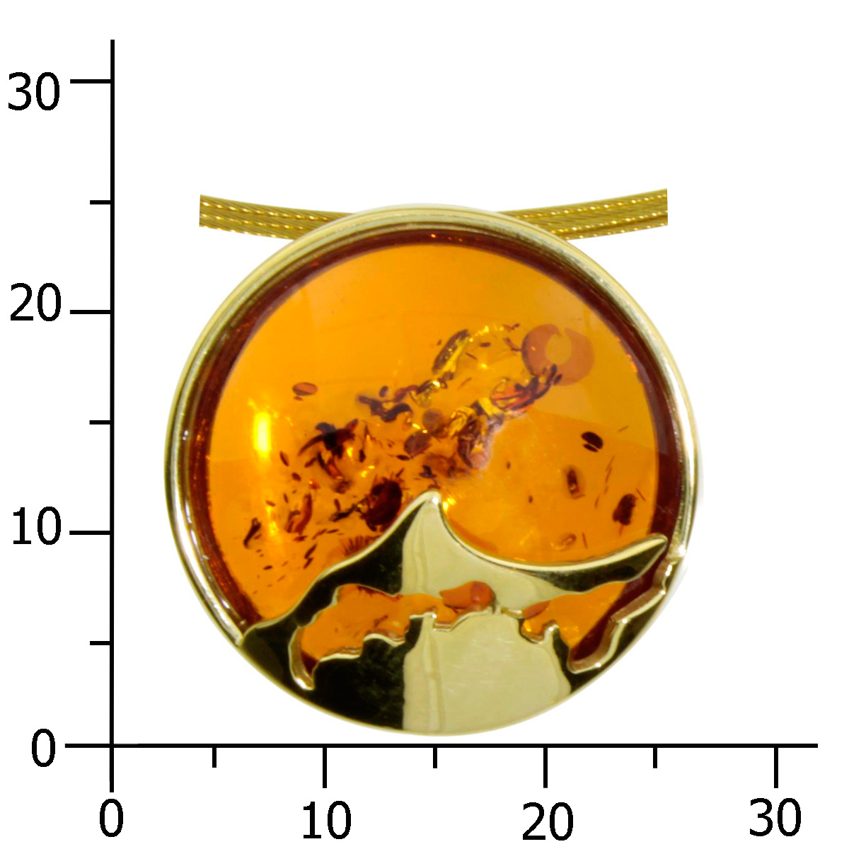 001-103608-1A45k Nyloncollier mit Anhänger, Gold 333/000, Bernstein
