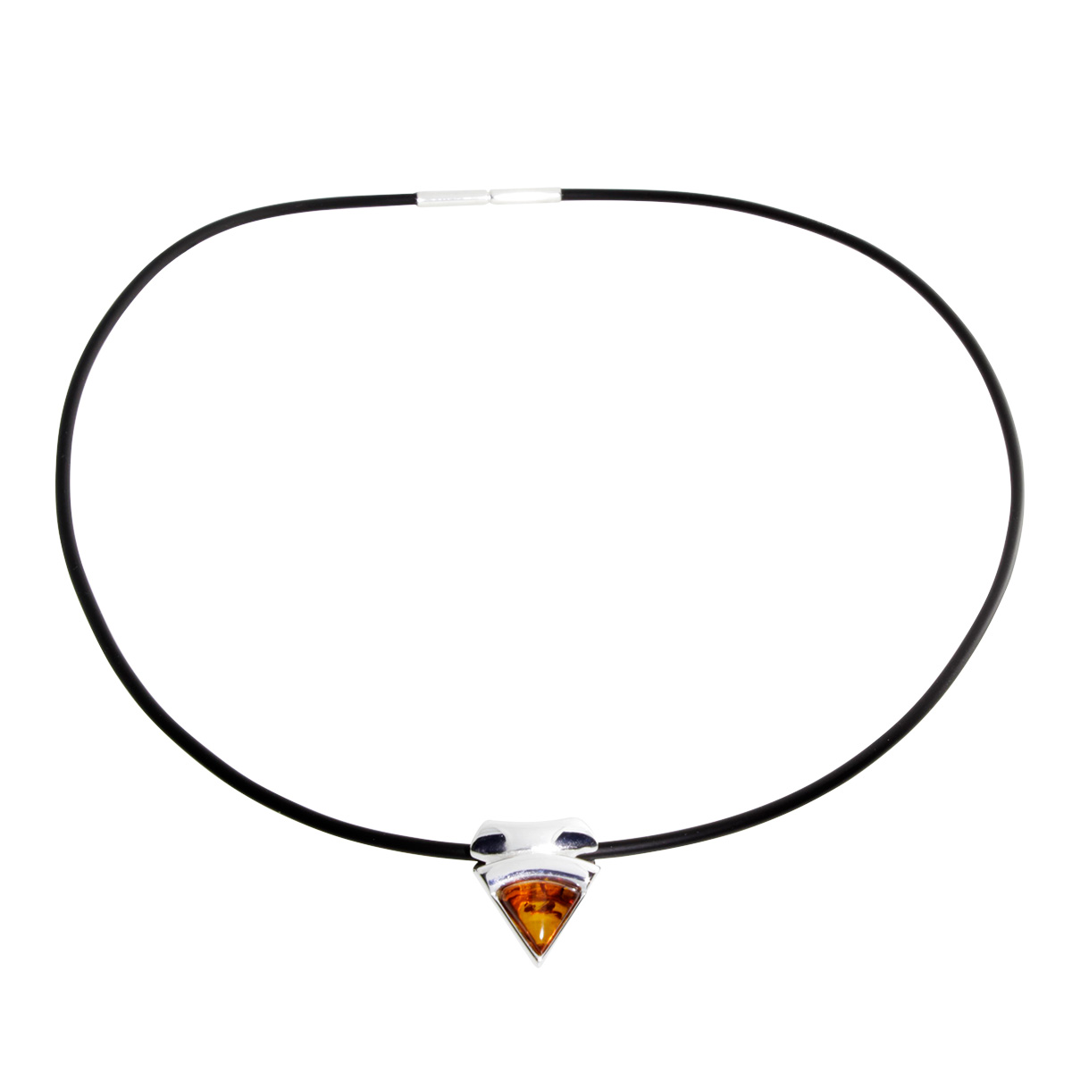 001-203131-A1452 Kautschukcollier 2/45 cm, Silber 925/000, Bernstein