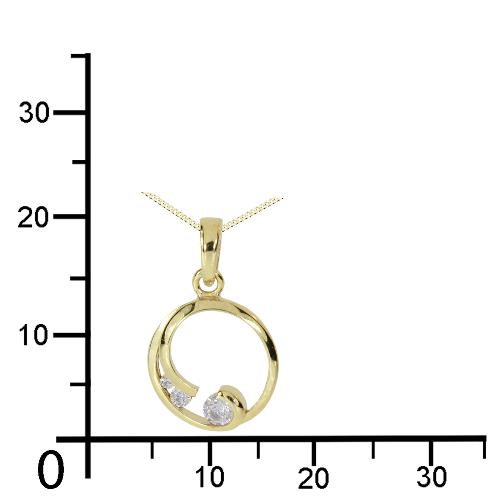 114-100010-A142kKuXY2mTiaM4ac Kette mit Anhänger Gold 333/000,  42 oder 45 cm, Zirkonia
