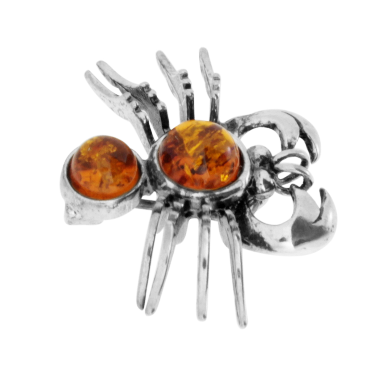 Brosche "Krebs" Silber 925/000,  Bernstein  Brosche "Krebs" Silber 925/000,  Bernstein