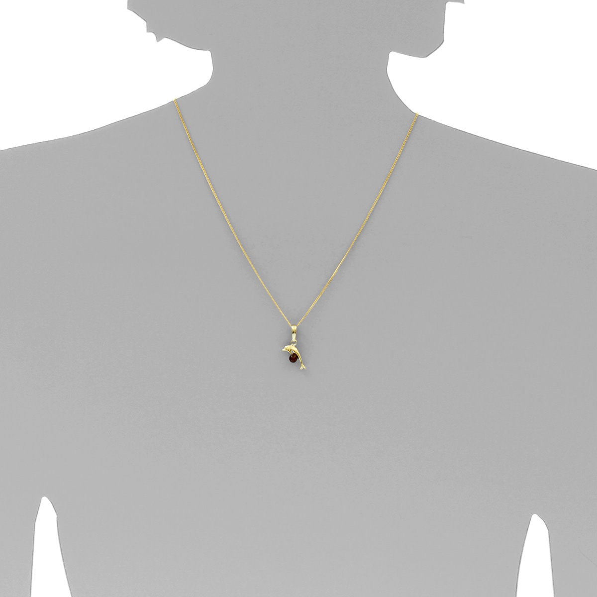 001-103655-0100s Anhänger Gold 333/000, Delphin, Bernstein