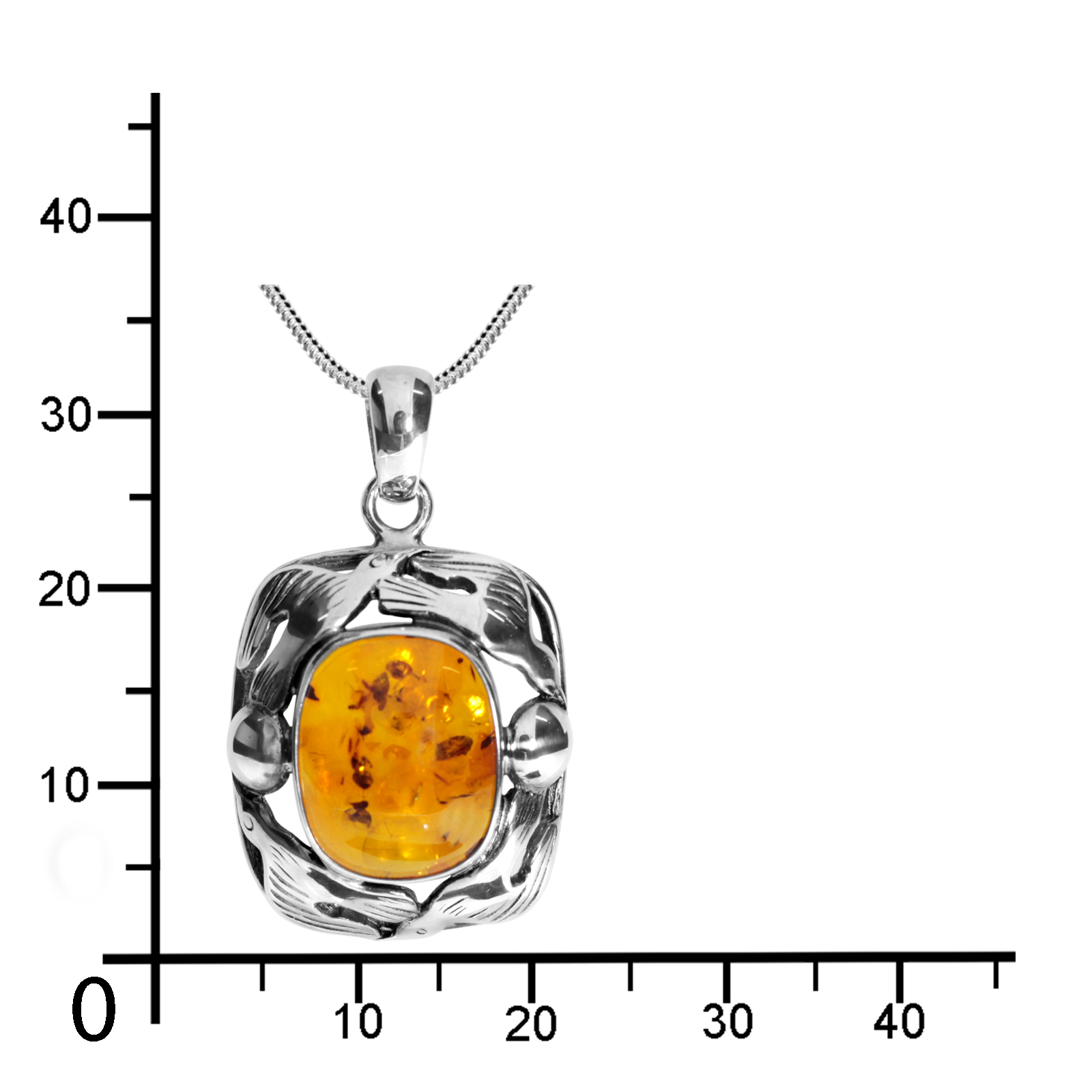 Kette mit Anhänger, Fischland, Silber 925/000, oxyd., Bernstein Kette mit Anhänger, Fischland, Silber 925/000, oxyd., Bernstein