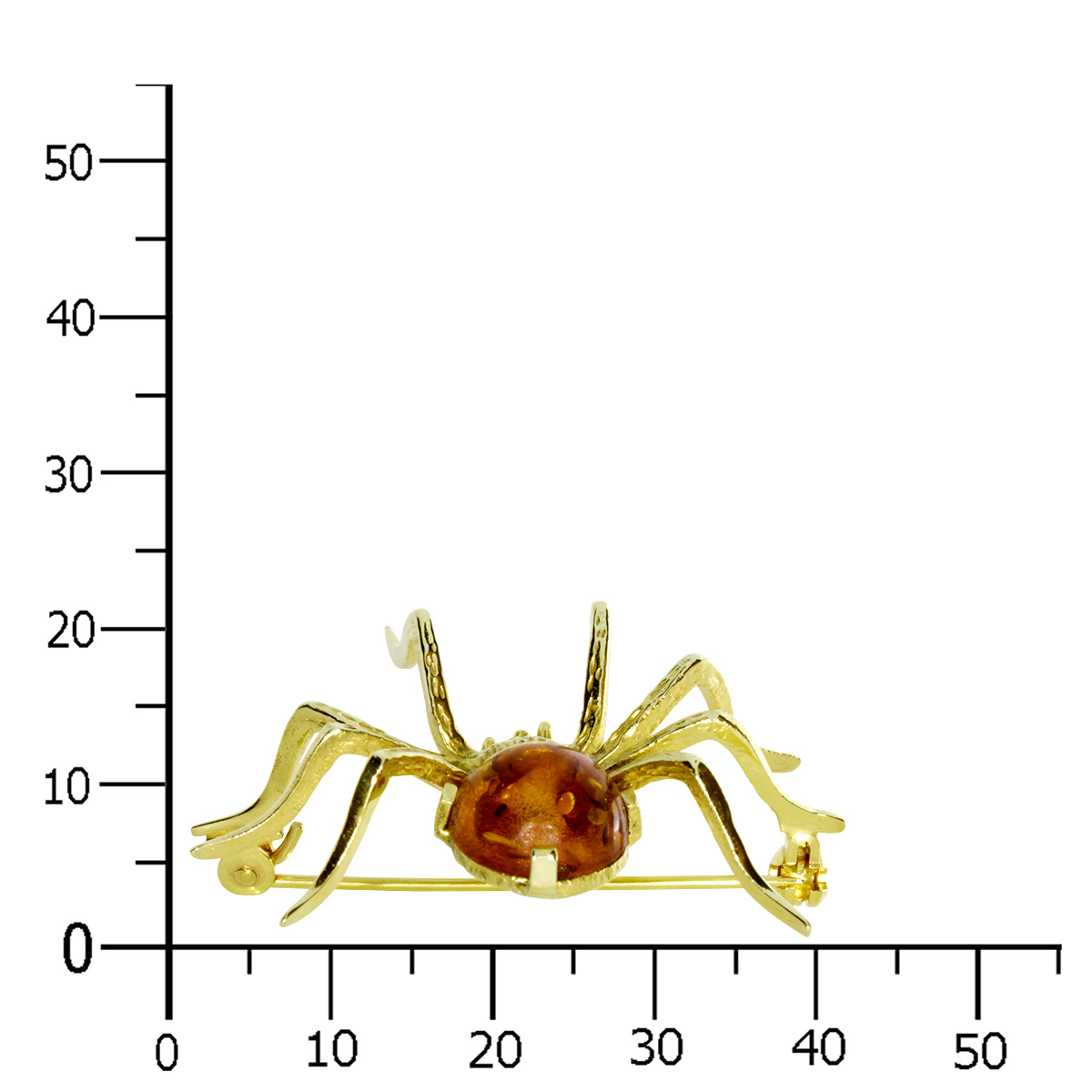 001-233040-0200k Brosche Silber vergoldet, Spinne, Bernstein