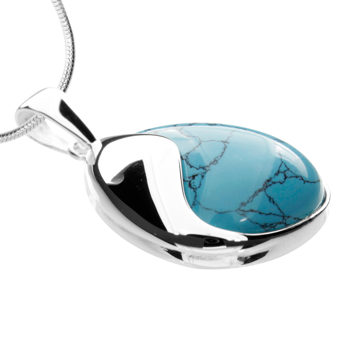 001-201364-A4451 Kette mit Anhänger, Silber 925/000, 45 cm, rek. Türkis
