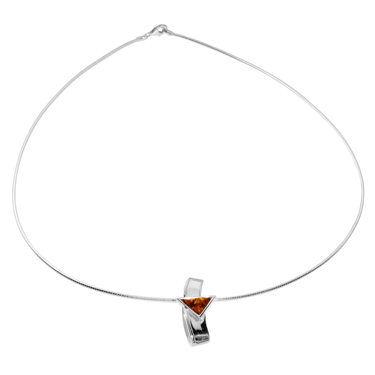 4250054286011-PT01 Halsreif mit Anhänger Silber 925/000, 45 cm, Bernstein