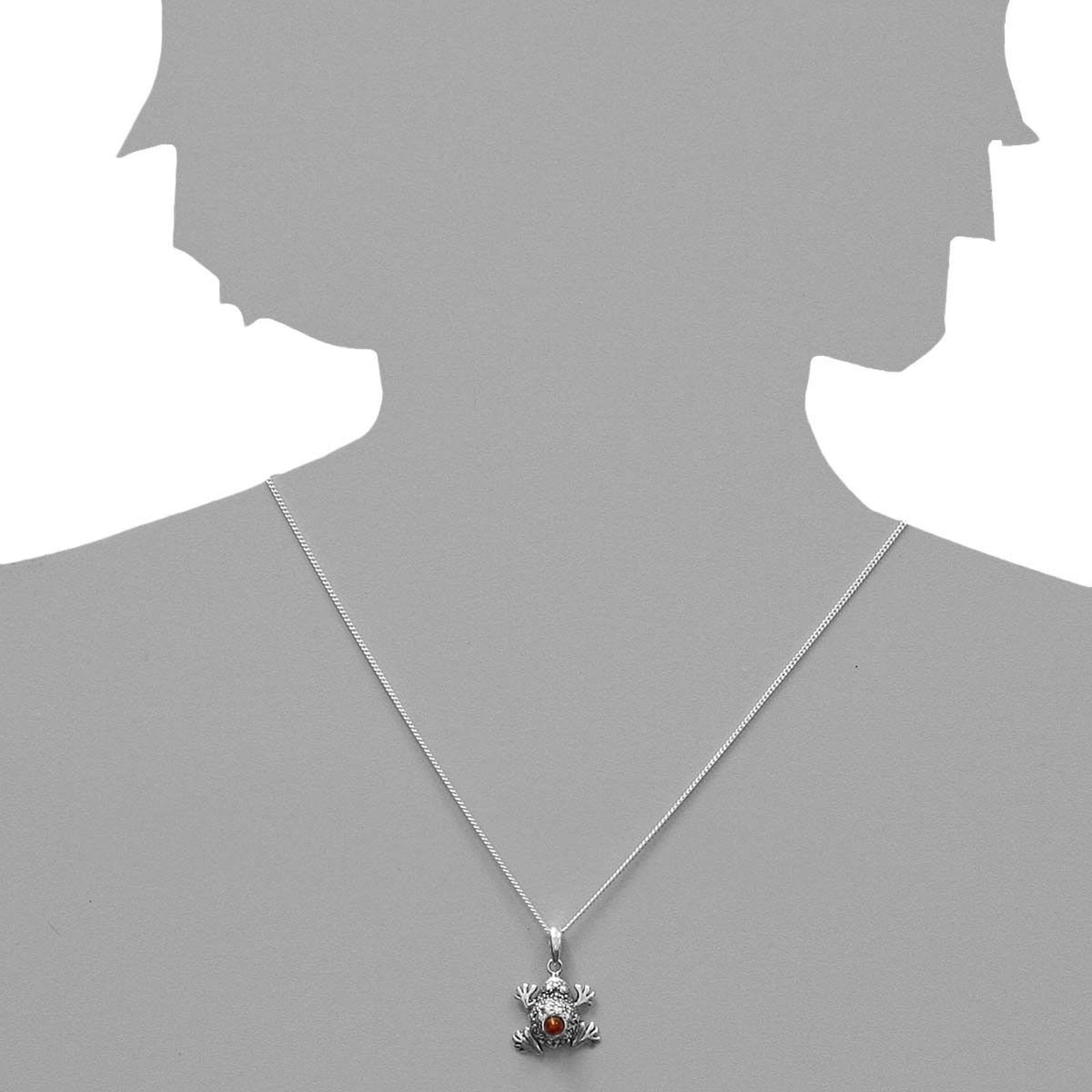 098-200760-0100s Anhänger Silber 925/000, Frosch, Bernstein