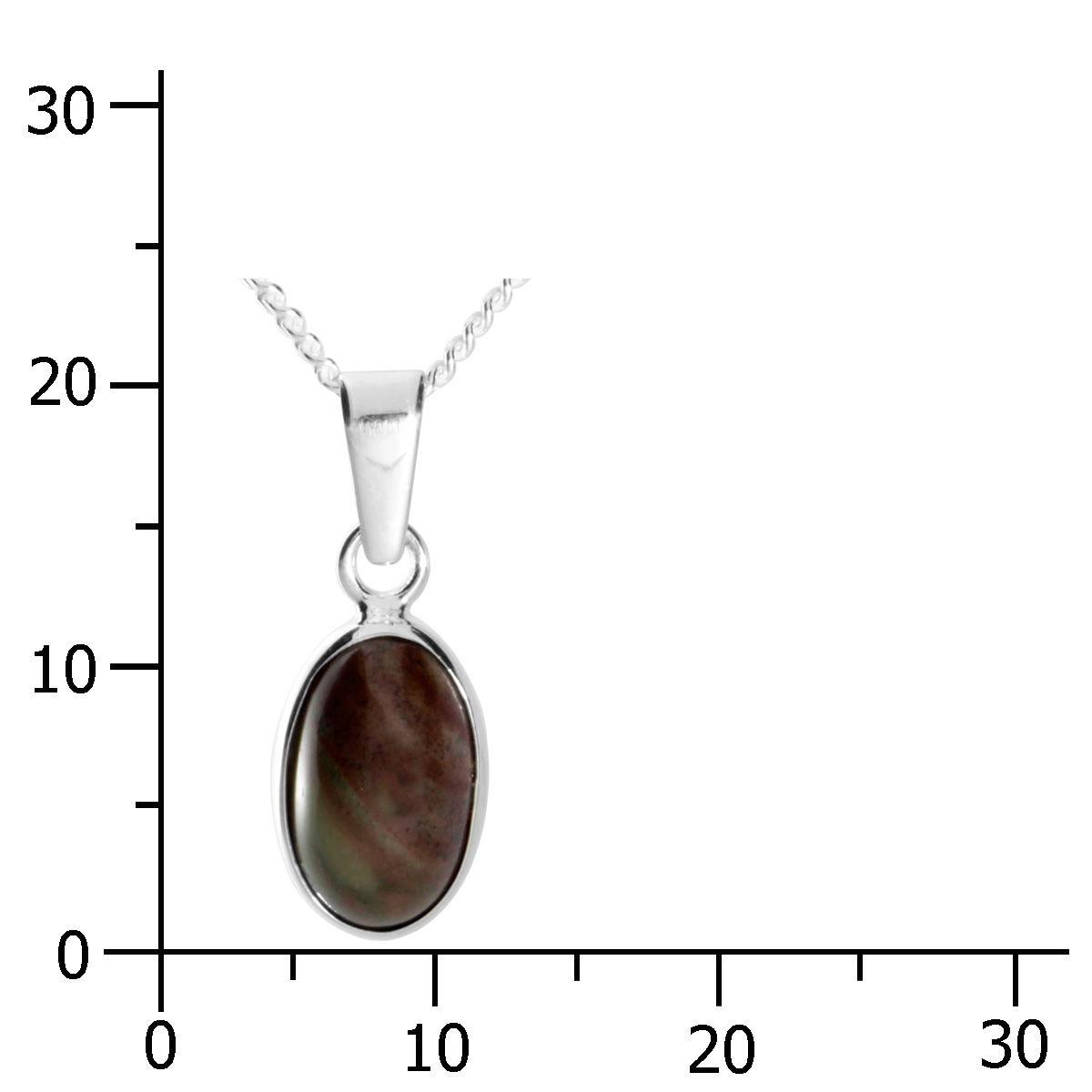 001-203040-A642k Kette mit Anhänger. Silber 925/000, 42 cm oder 45 cm, Schlangenstein