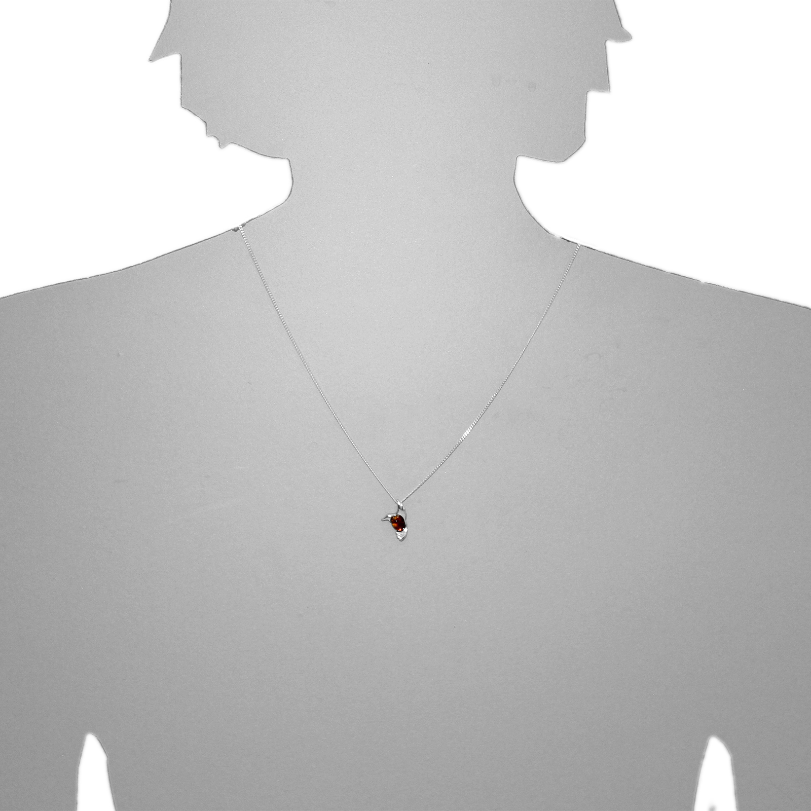Kette mit Anhänger Silber 925/000, Bernstein -Länge wählbar-