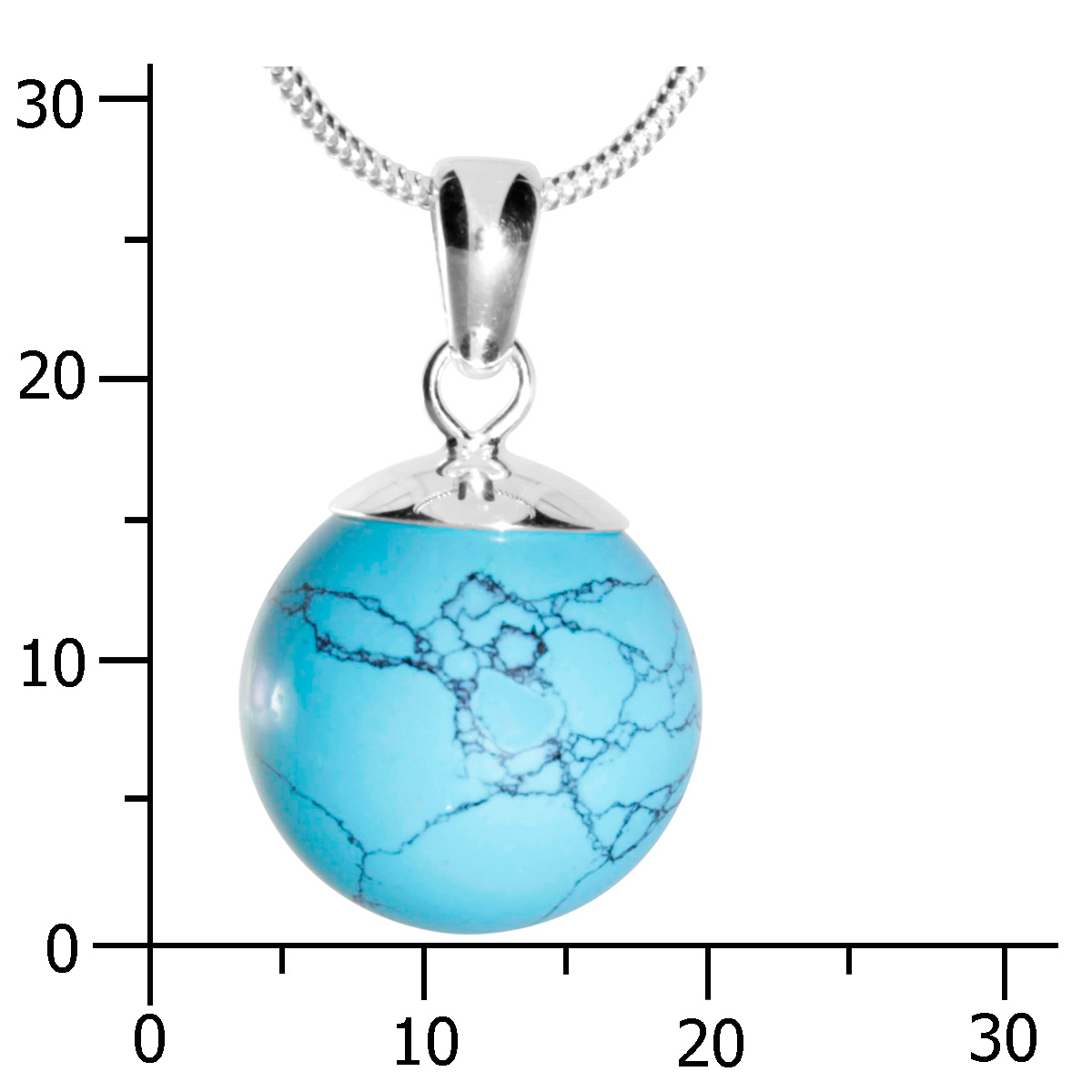 001-203599-B345k Kette mit Anhänger Silber 925/000, 45 cm, rek. Türkis