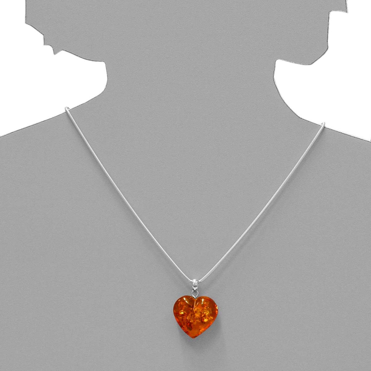 058-40M005-0506s Anhänger Herz, Siber 925/000, Bernstein