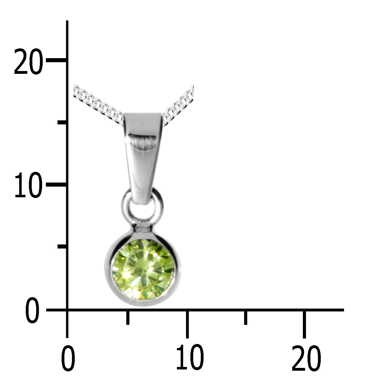 001-203644-A237k Kinderkette mit Anhänger Silber 925/000, 36 oder 38 cm, Zirkonia-limette