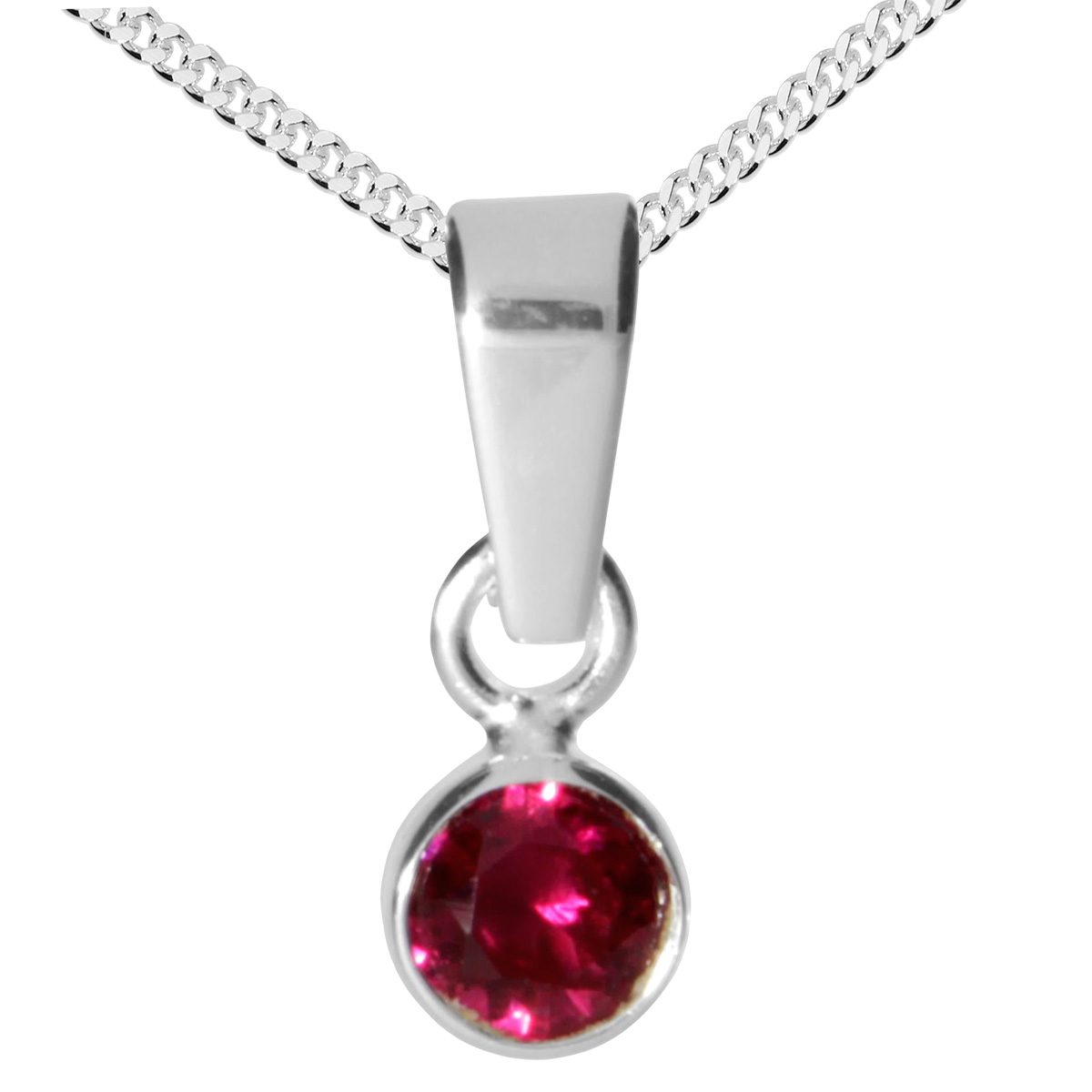 001-203643-A337 Kette mit Anhänger, Silber 925/000, 36 oder 38 cm, sy. Rubin