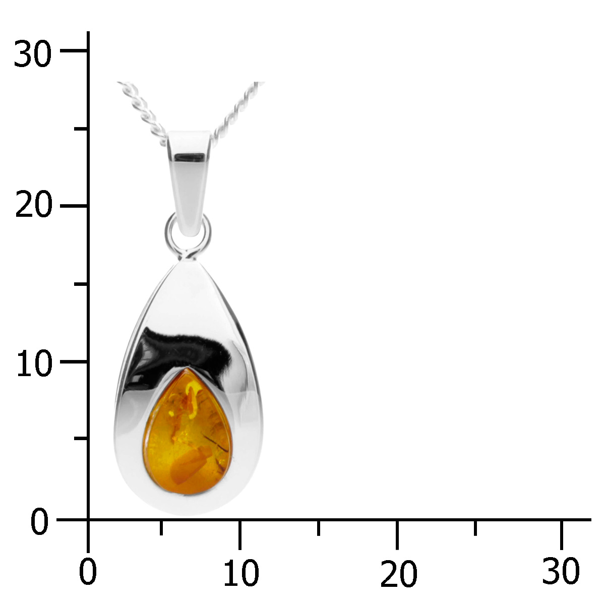 001-203440-A145k Kette mit Anhänger Silber 925/000, 45 cm, Bernstein