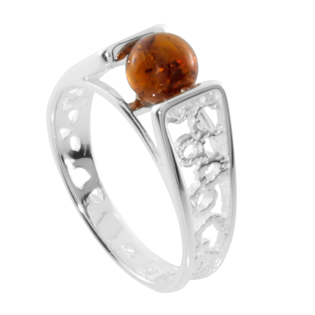 001-273354-A256 Ring Silber 925/000, Bernstein -Größe wählbar-